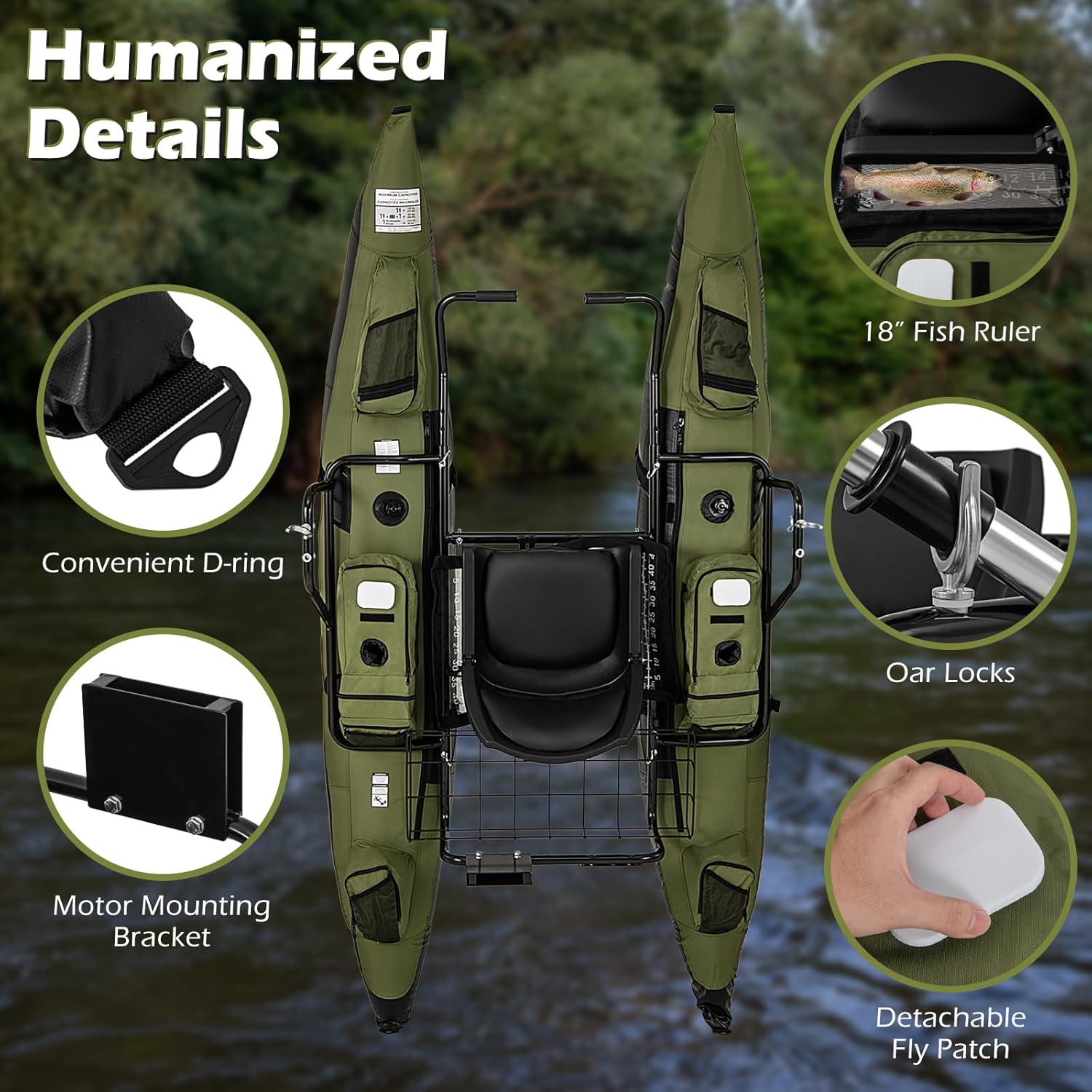Adult Inflatable Belly Boat wi - Fishing Boat Seat 评论和价格