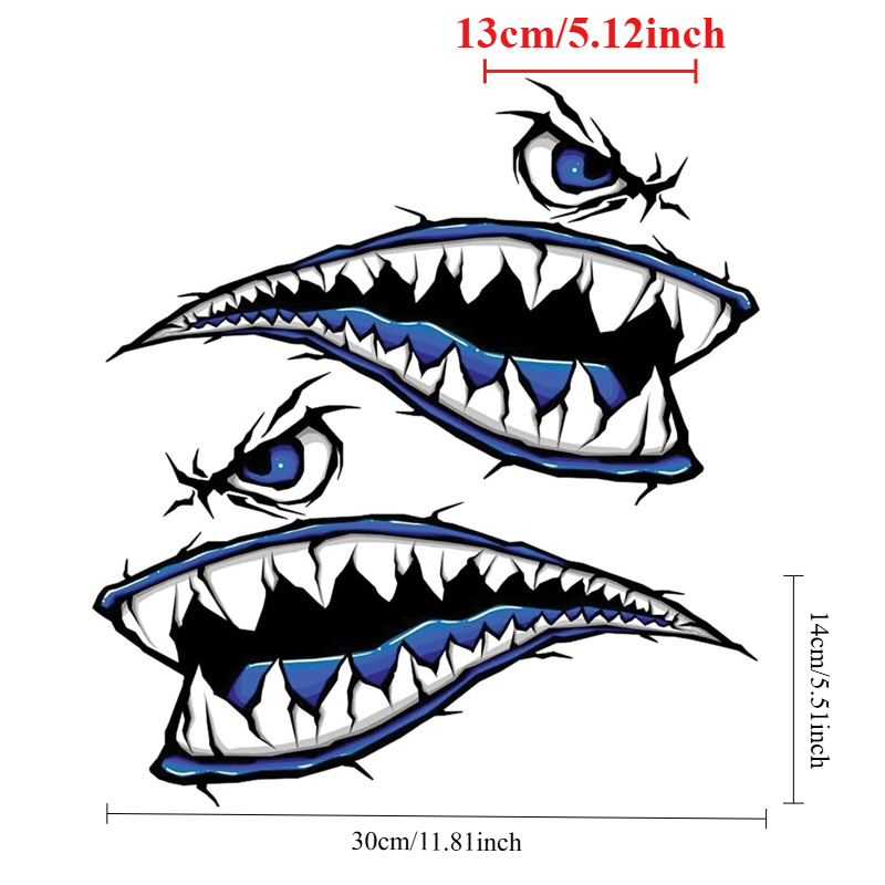 2PCS Shark Teeth Mouth Boat St - Fishing Boat Trailer 评论和价格